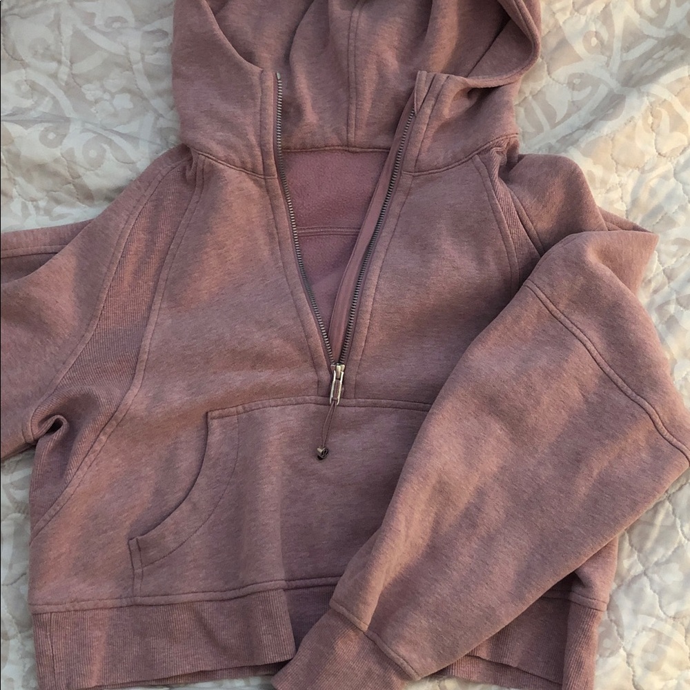 lululemon athletica Cropped Half-Zip Hoodie in Dusty Rose
